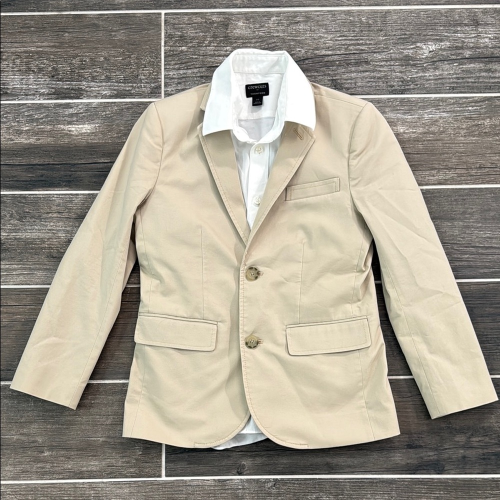 Crewcuts Khaki Blazer with White Long Sleeved Shirt